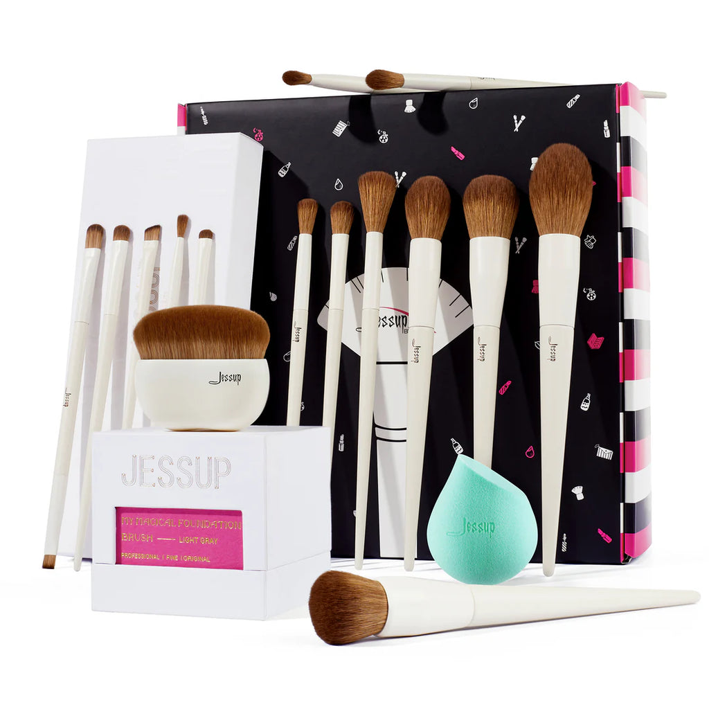 Set 14 Brochas Luxury Light Gray T329 - Jessup Beauty