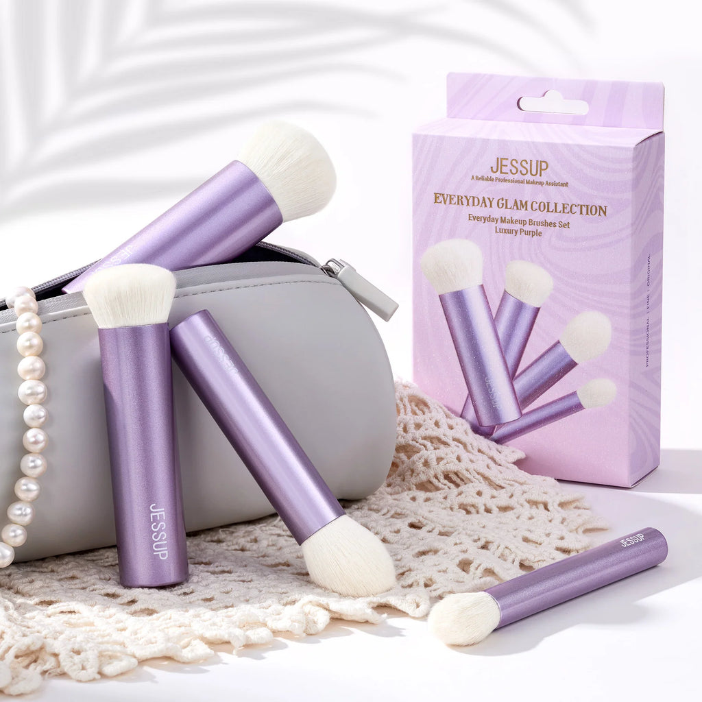 Set 4 Brochas Rostro Luxury Purple Kabuki T517 - Jessup Beauty