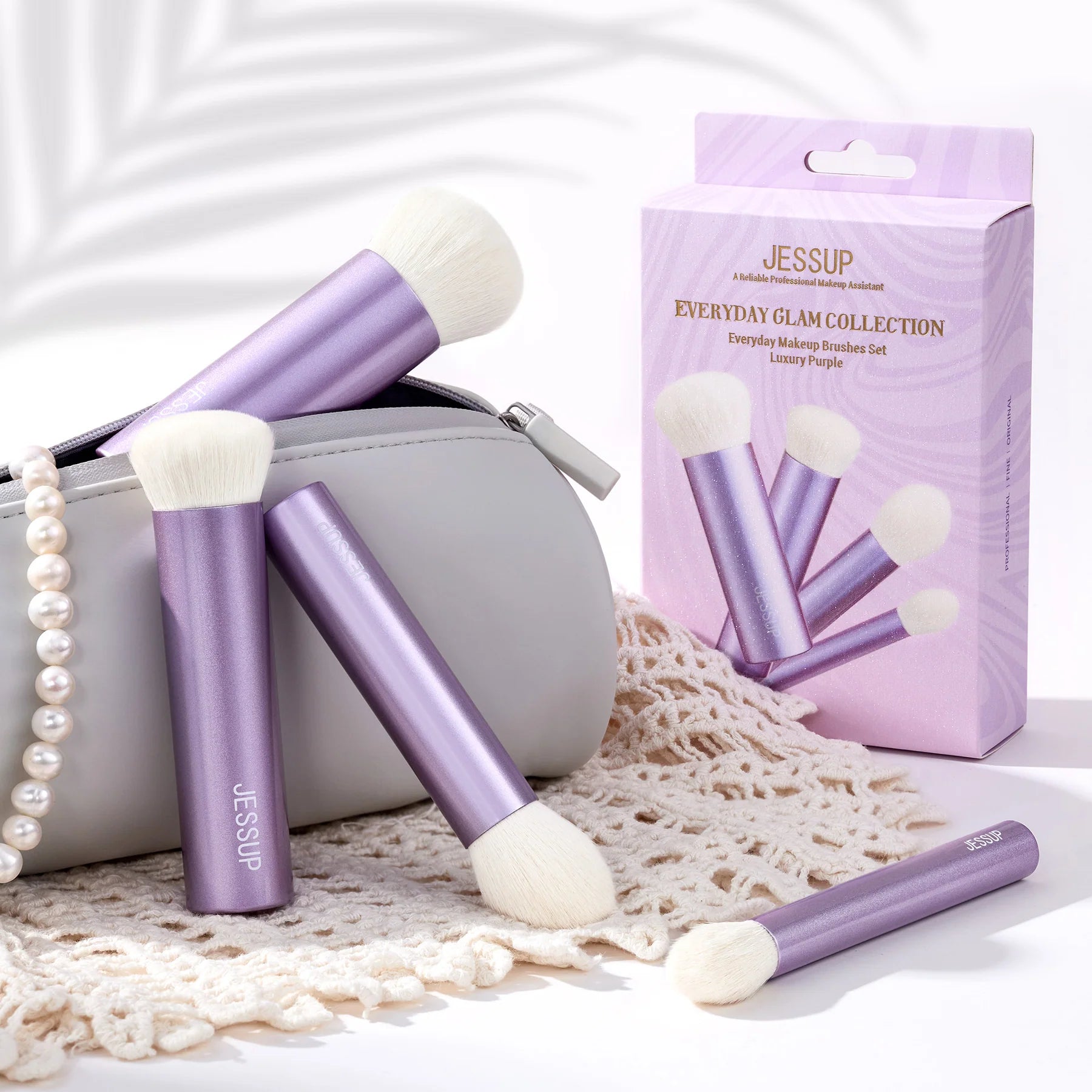 Set 4 Brochas Rostro Luxury Purple Kabuki T517 - Jessup Beauty