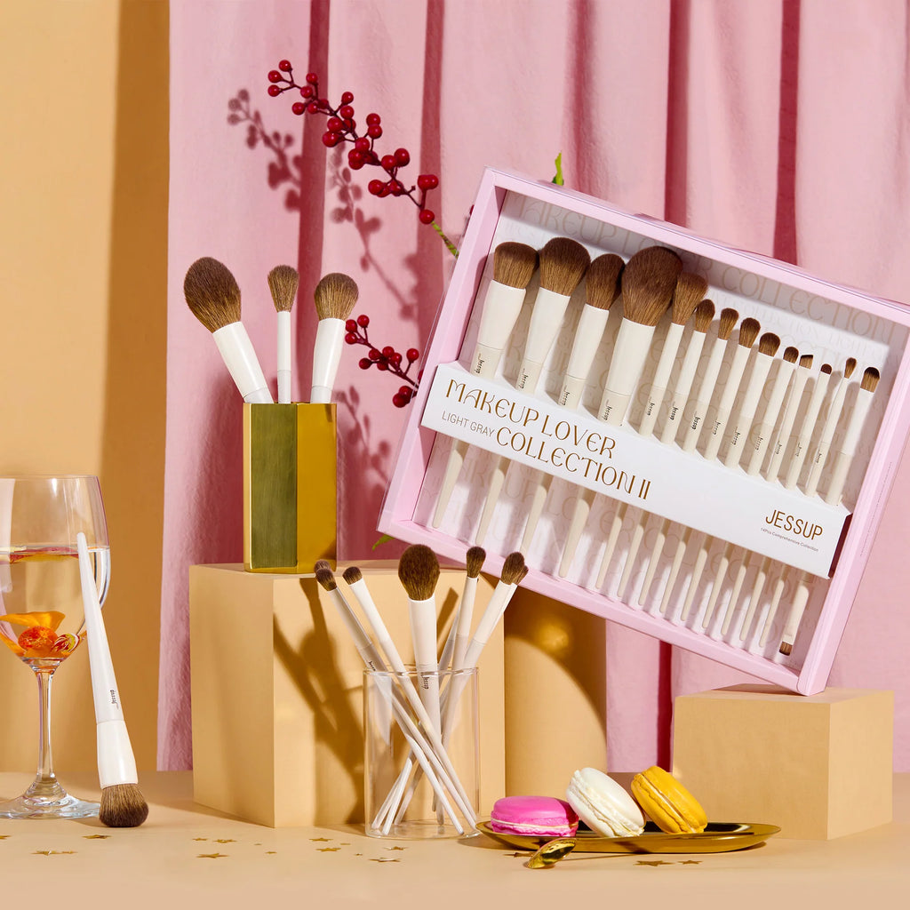 Set 14 Brochas Luxury Light Gray T329 Gift Set- Jessup Beauty