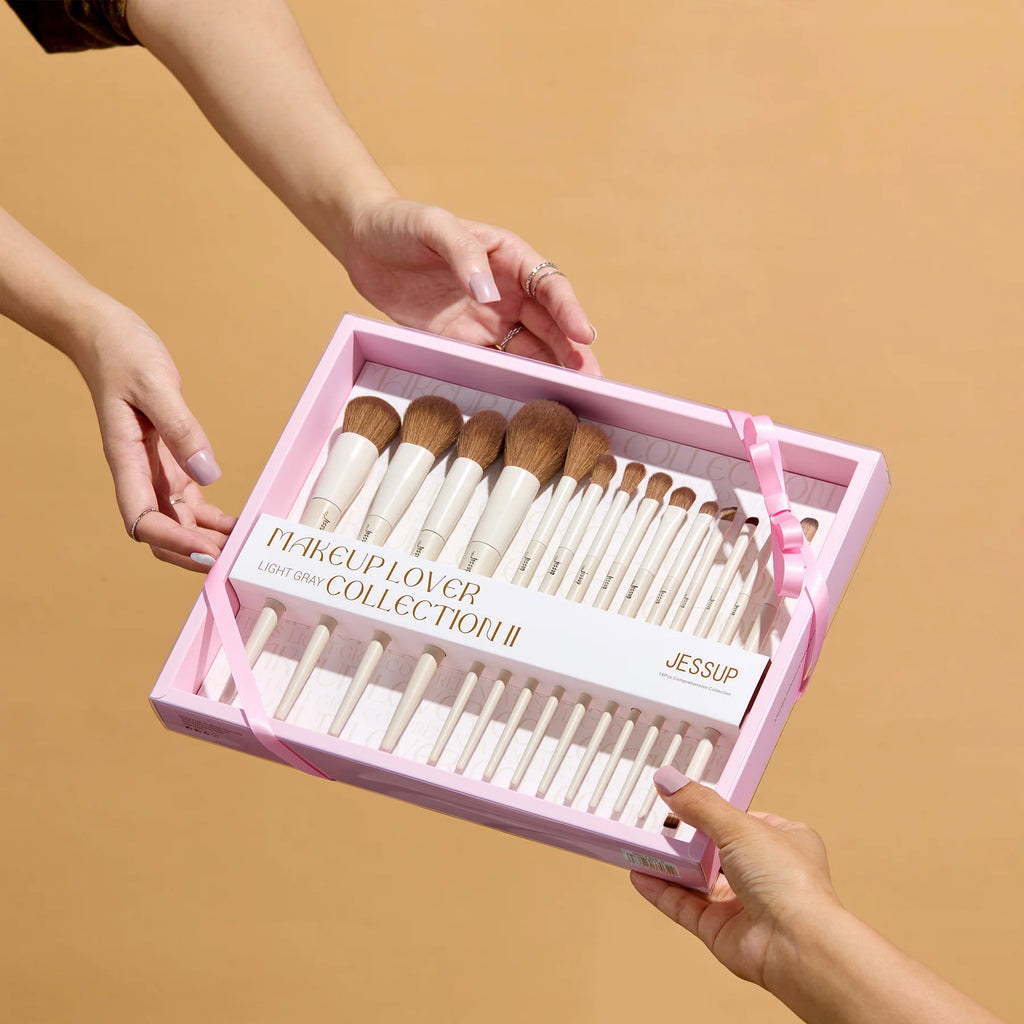 Set 14 Brochas Luxury Light Gray T329 Gift Set- Jessup Beauty