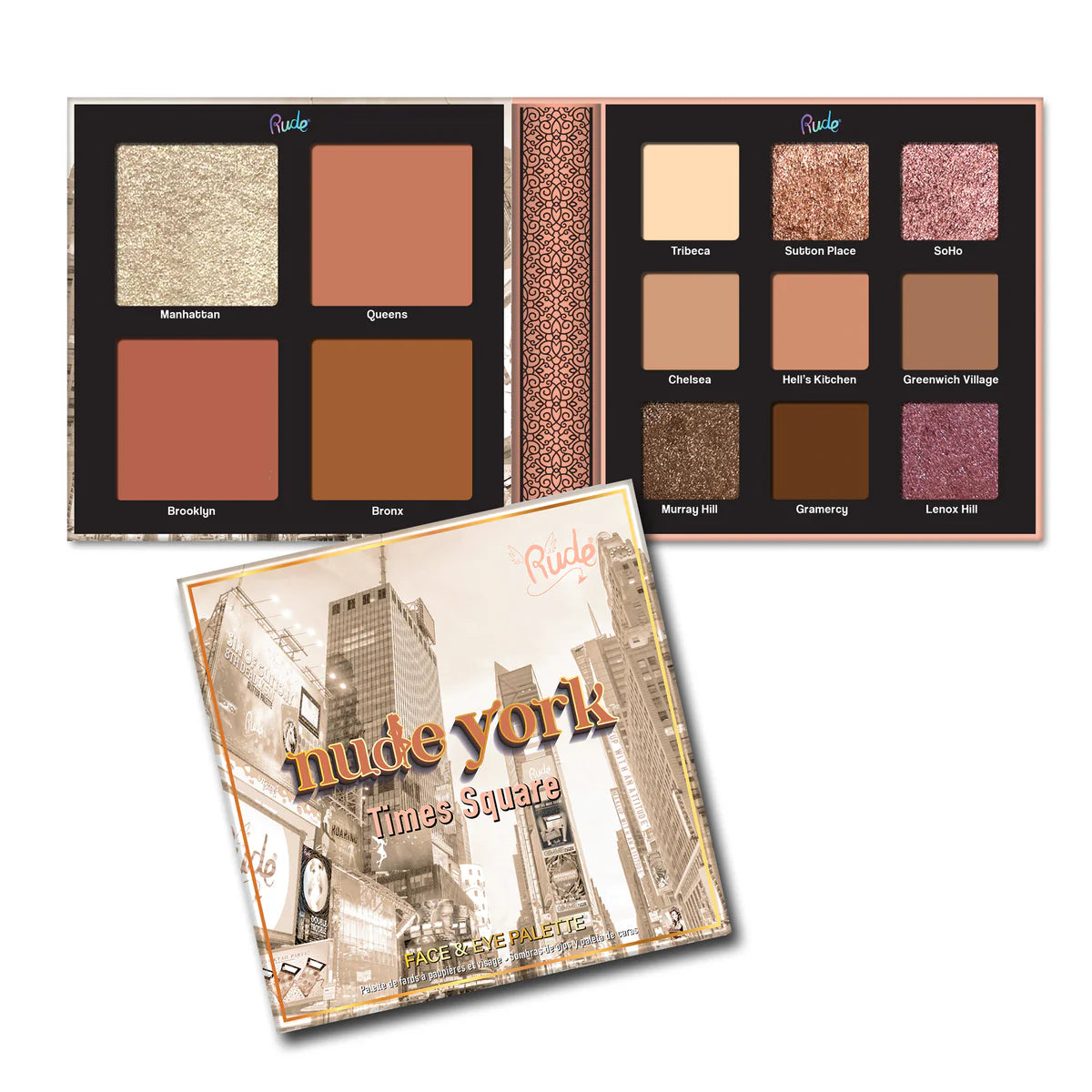 Nude York Face & Eye Palette - Rude Cosmetics