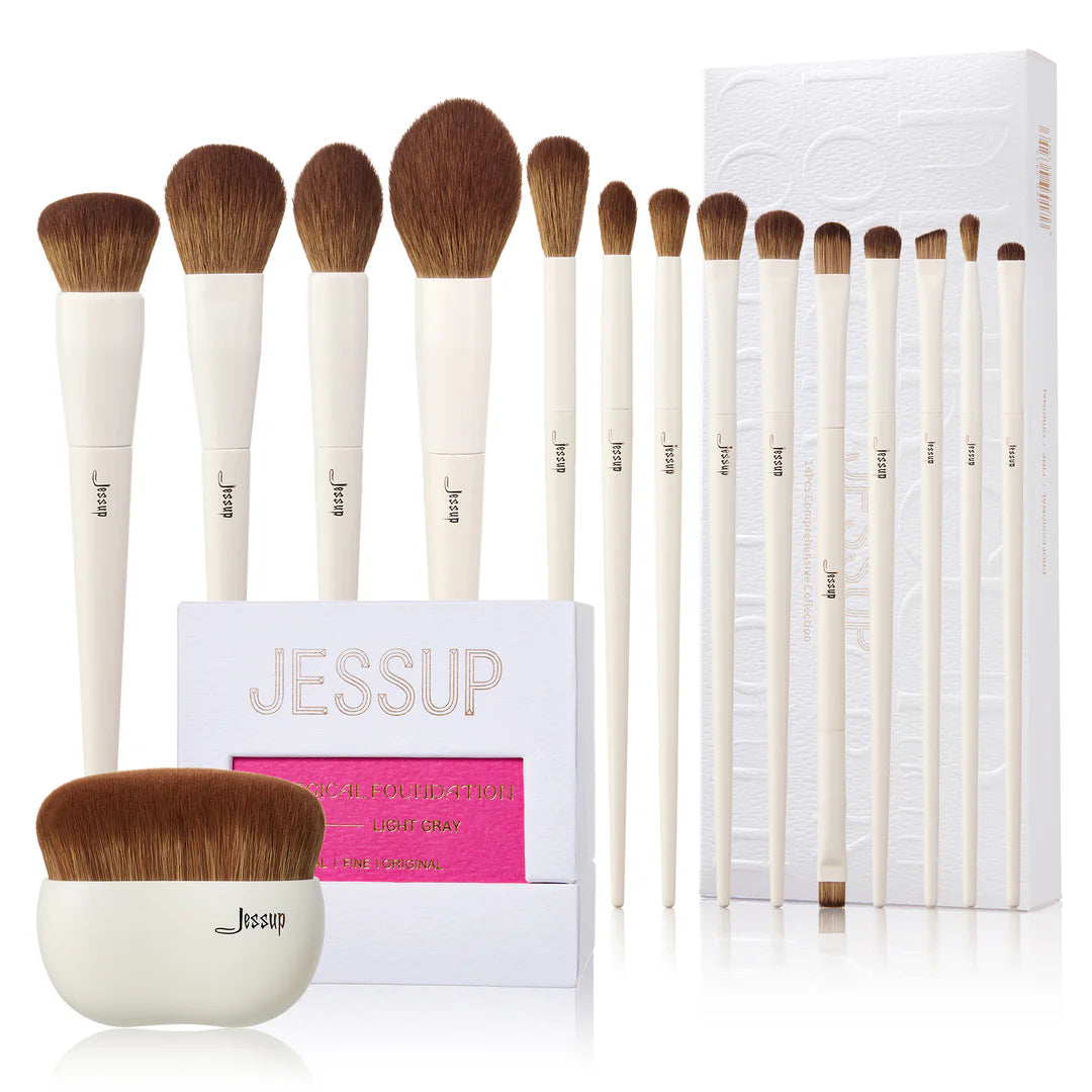 Set 14 Brochas Luxury Light Gray T329 - Jessup Beauty