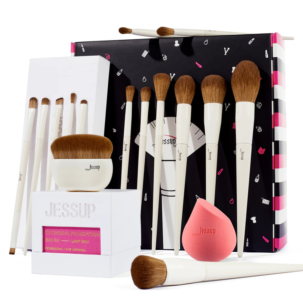 Set 14 Brochas Luxury Light Gray T329 - Jessup Beauty