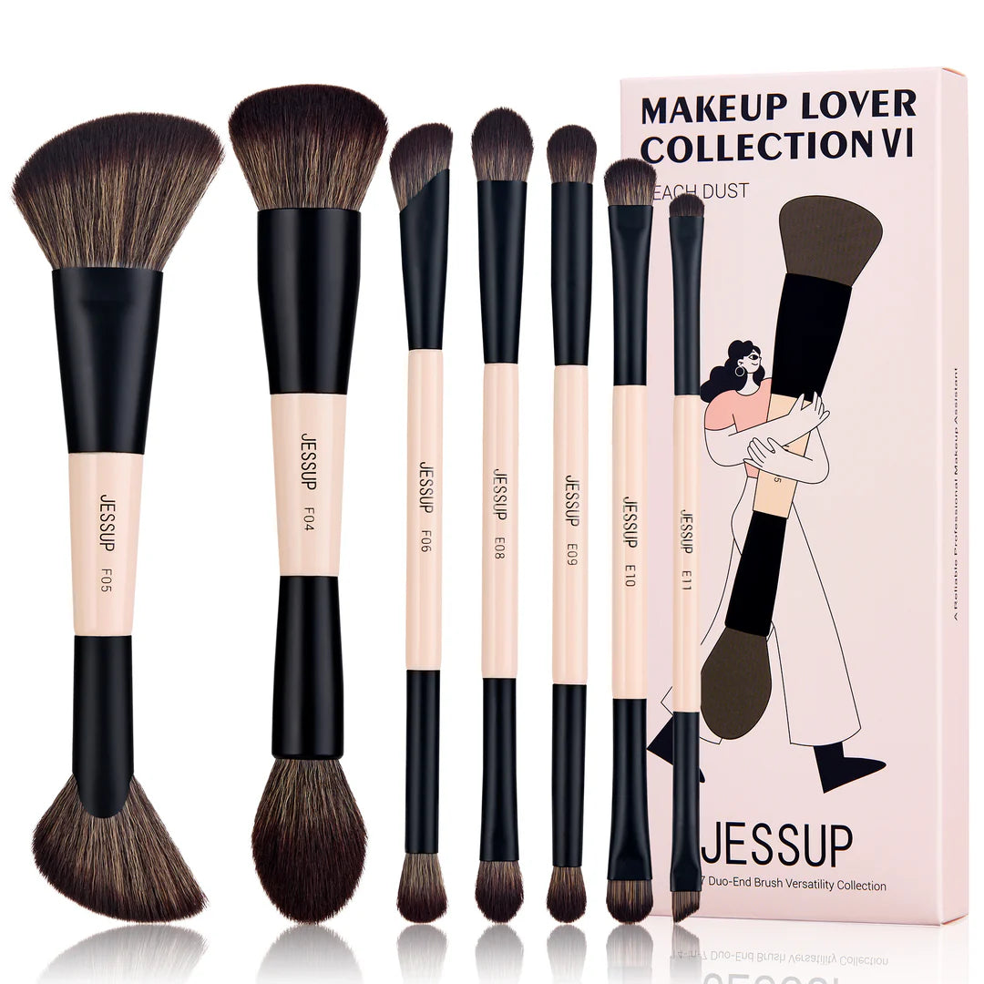 Set 14-7 Brochas Dobles Peach Dust T600 - Jessup Beauty