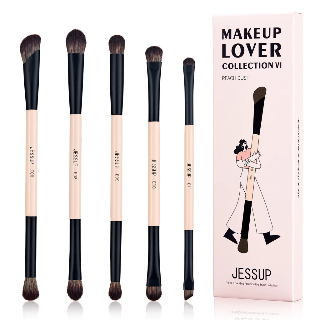 Set 10-5 Brochas Dobles Ojos Peach Dust T509 - Jessup Beauty