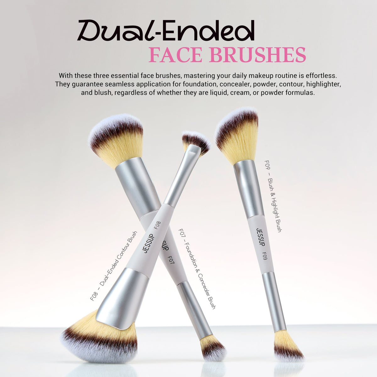 Set 6-3 Brochas Dobles Rostro  Quiet Gray T520 - Jessup Beauty