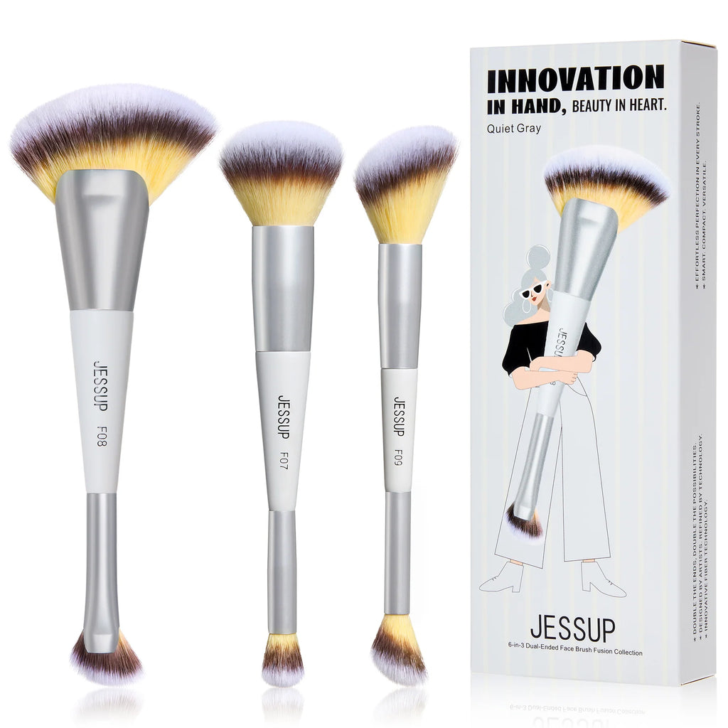 Set 6-3 Brochas Dobles Rostro  Quiet Gray T520 - Jessup Beauty